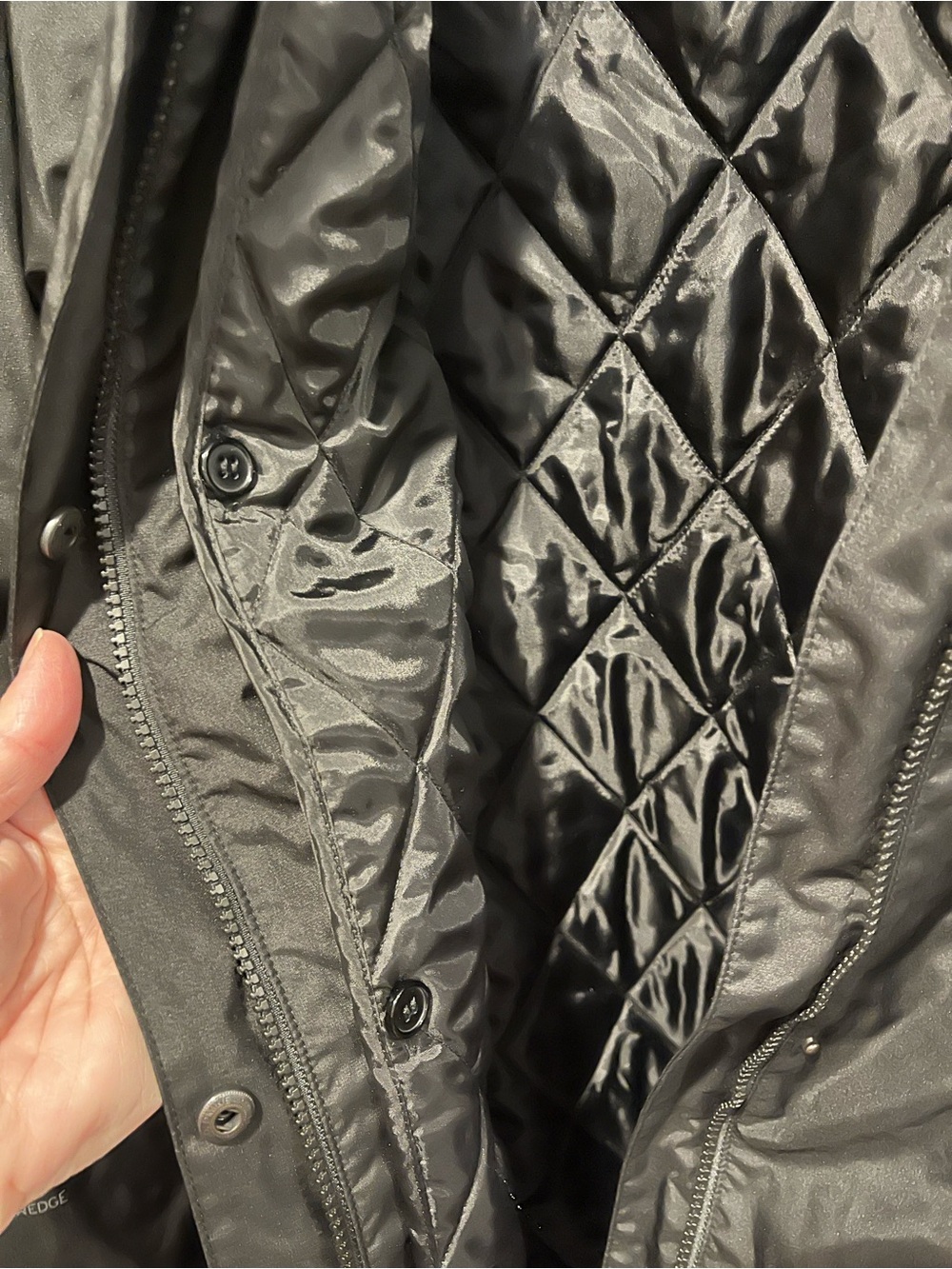 Eddie Bauer Women On The Go Black Hooded Quilted lined Rain Coat - Picture 9 of 9